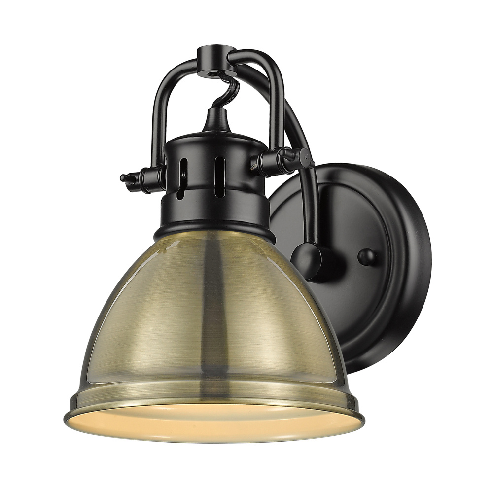 Yep by Golden Lighting Duncan 1-light Vanity in Matte Black and Aged Brass shade